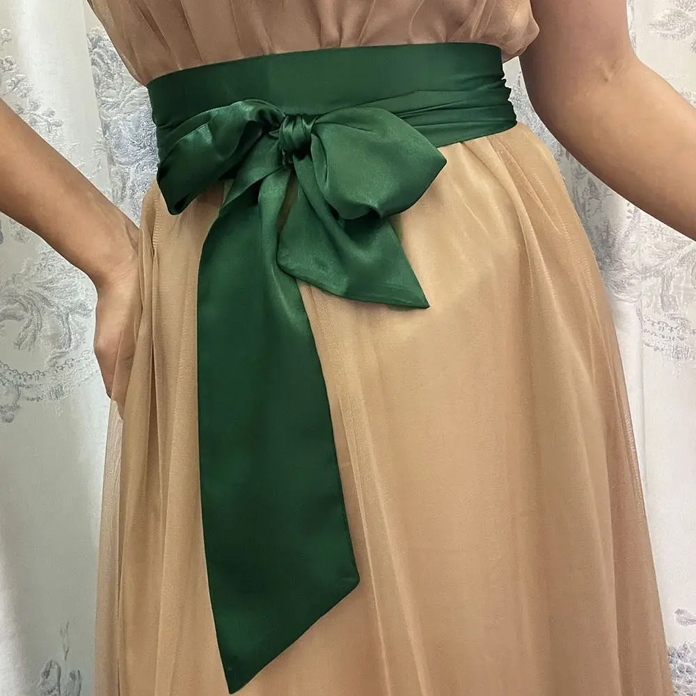Satin Silk Bow Corset Waist Belt Decorative Wide Bowknot Fabric Ribbon Cummerbunds DIY Waist Cover For Women Lady Girl Bridal