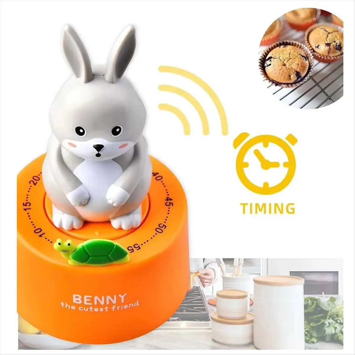 2026 Trend Kitchen Countdown Cartoon Animal Shape Mechanical Time Tool Student Study Exam Timing Tool Orange