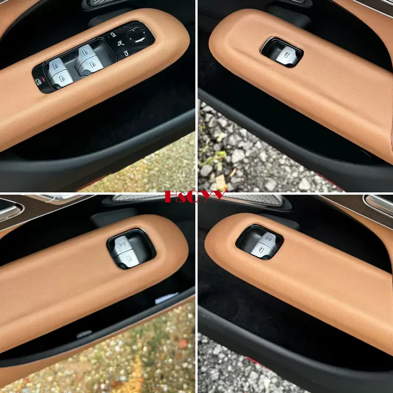 For Mercedes Benz E Class W214 2024 Car Accessories Door Window Glass Lift Button Cover Trim Frame Leather Sticker Modification