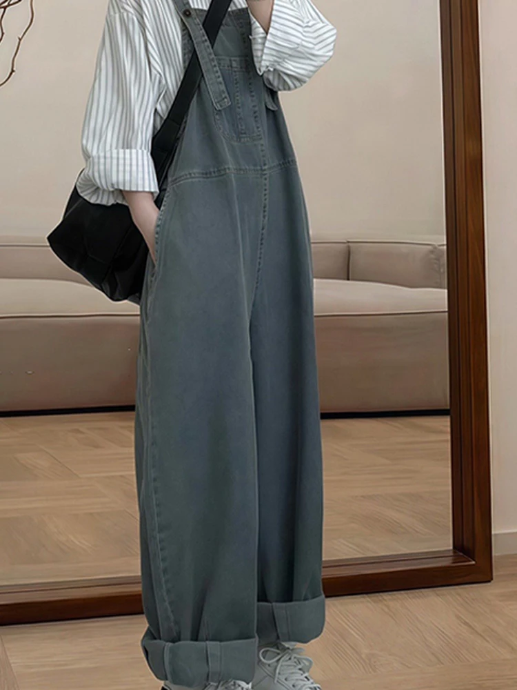 DR salopette en jean haut de gamme femme automne 2025 grande taille décontracté ample Vintage jambe large pantalon une pièce Simple Sle élastique W...