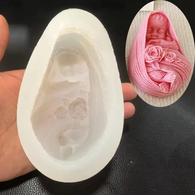 3D schlafende Baby Kerze Silikonform DIY Vollmond Baby Portrait Gips Harz Handwerk Zementform handgemachte Muttertagsgeschenk