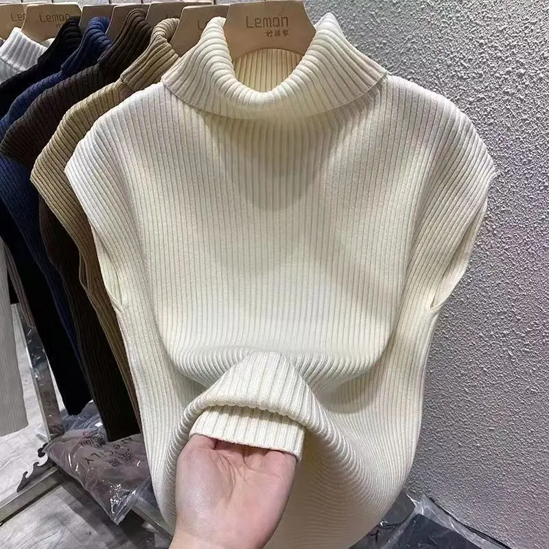 Turtleneck Sweater Vests Women Solid Slim All-match 7 Color Autumn Winter Tops Chic Female Knitted Basic Outerwear Vintage Mujer