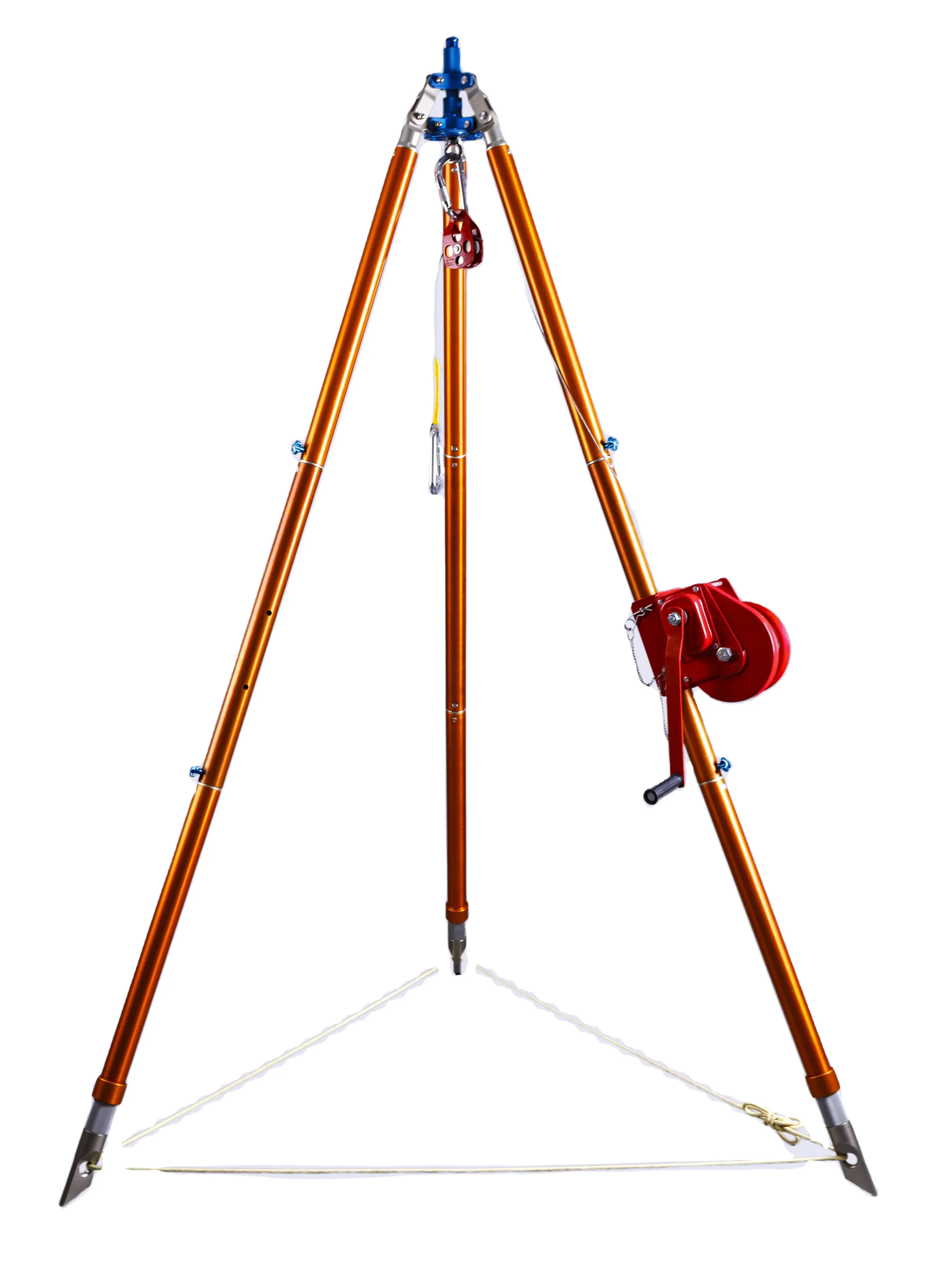 Aluminum Fire Rescue Tripod Portable Anchor Devices Lifting Hand Winch