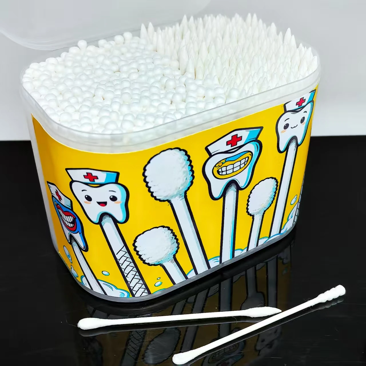 600 шт., палочки для ватных палочек World Tooth Love Day, двусторонние ватные палочки, ватные палочки в подарок на фестиваль