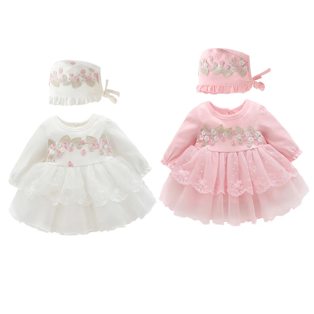 

Pink Baby Princess Skirt Dress 0-3 Months Spring Autumn Party Dress Hat Summer Birthday Photo Shoot Baby Skirt