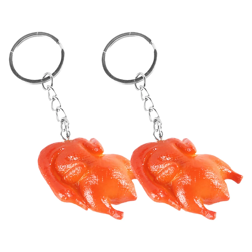 2 PCS Roast Duck Pendant Keychains for Women Ornament Cute Bulk Party Favors Mini Imitation Food Kids Backpack