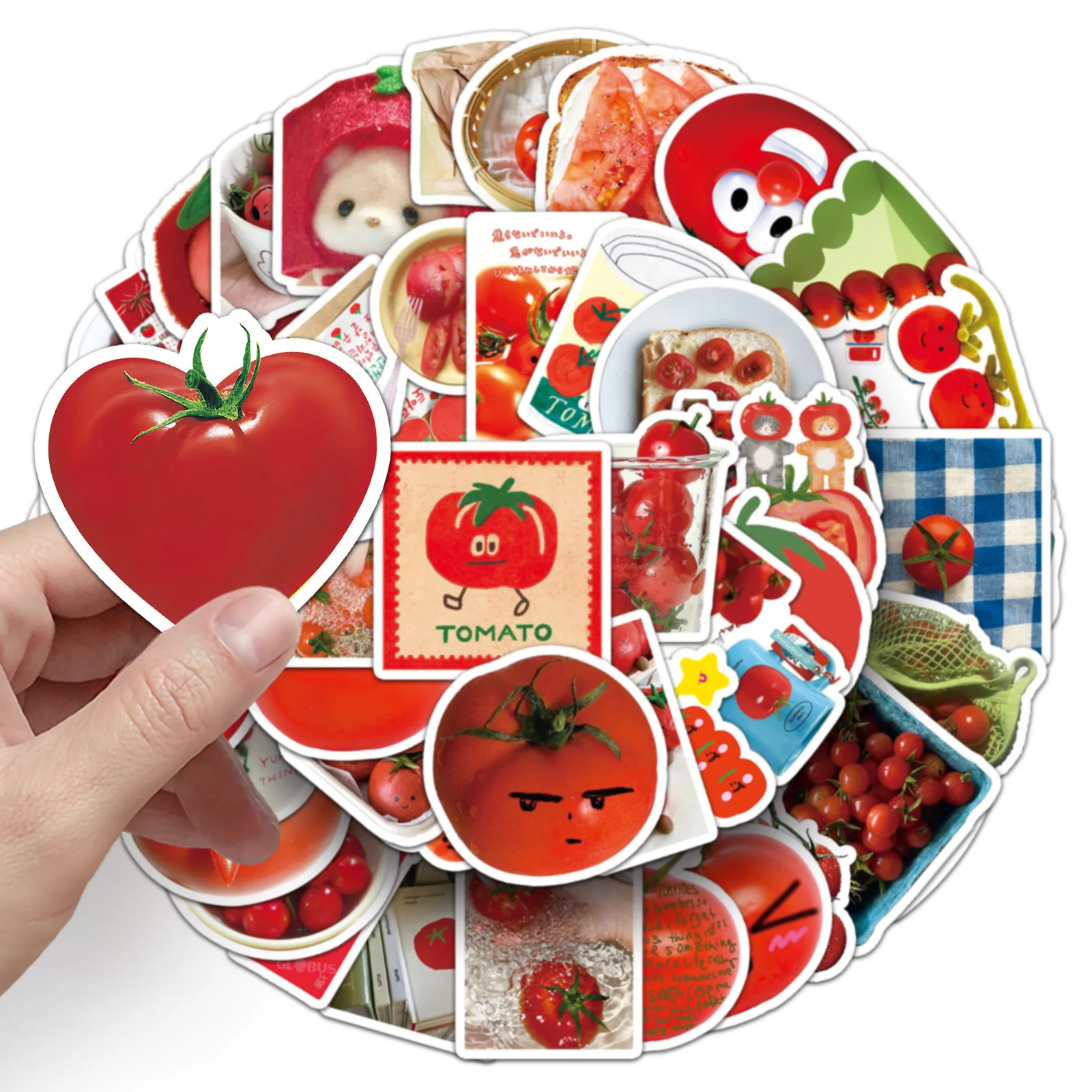 50 PCS Ins Style Tomato Funny Face Cartoon Stickers Pack Decorate Fridge Lunch Box Water Cup Helmet Waterproof Stationery Decals