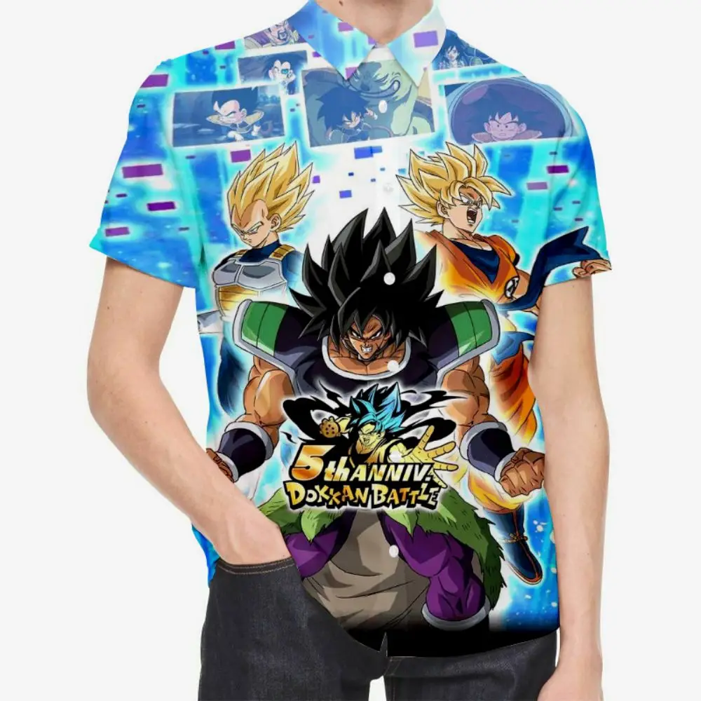 Dragon Ball Z Super Saiya Male Clothes Men's Shirt Streetwear Shirts Harajuku Social 5XL Blouse Summer Original Vegeta Anime Y2k