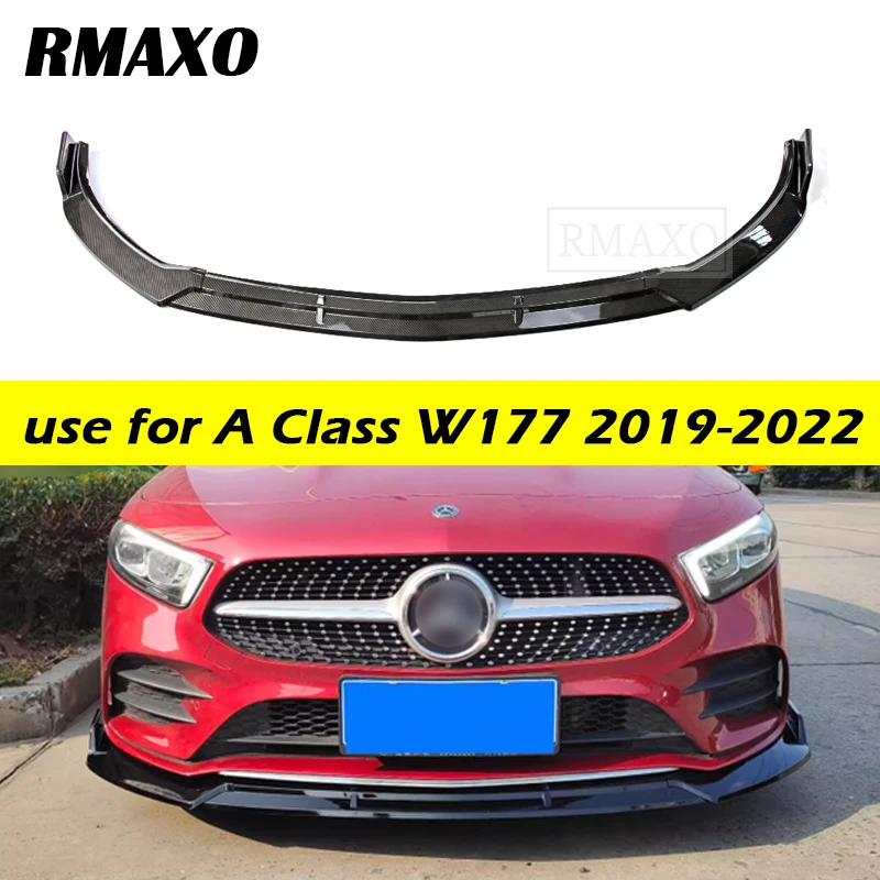 

For Mercedes Benz A Class W177 V177 AMG 2019-2022 A180 3pcs front bumper lip splitter diffuser spoiler body kit style A