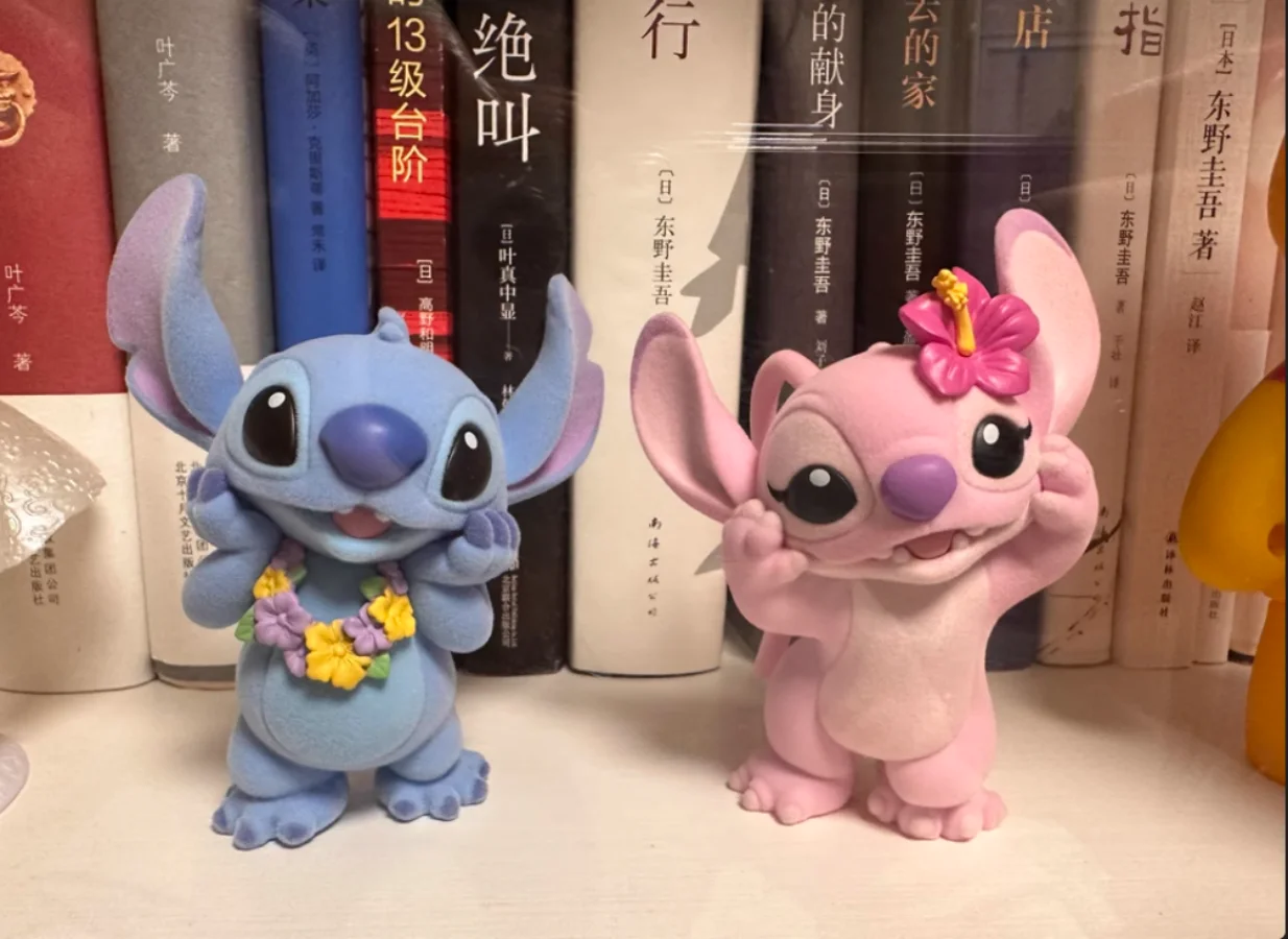 

Disney Stitch Anime Figure Angie Couples Cute Doll With Pendant Cards And Lilo & Stitch Fashion Players With Girls Birthday Gift