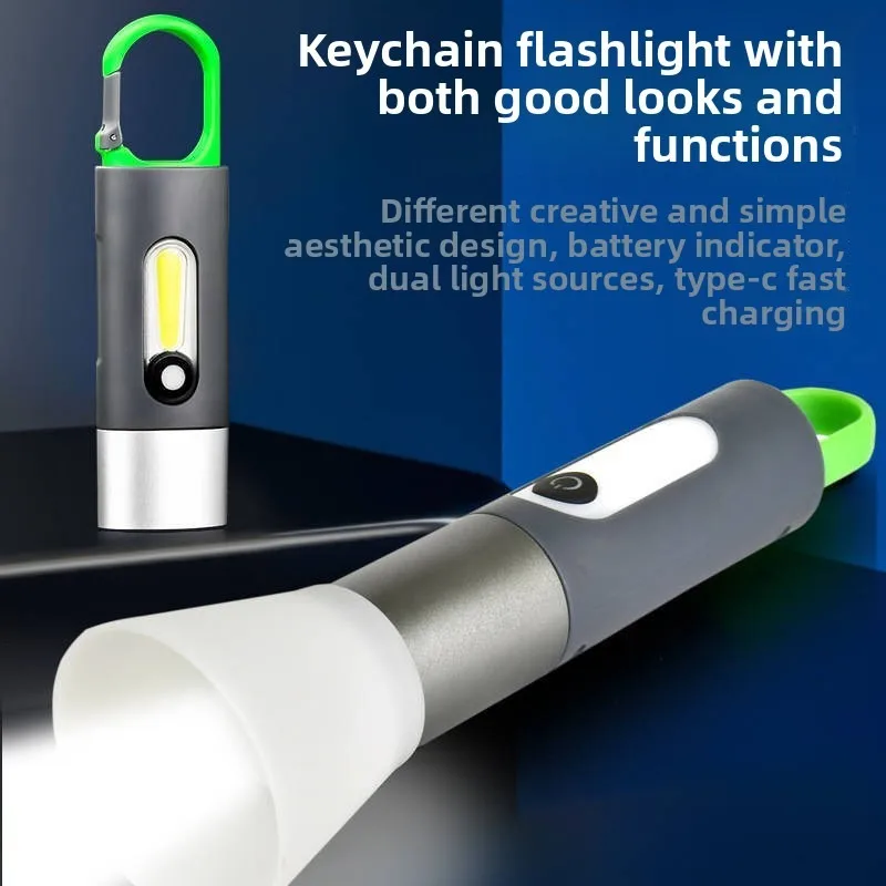 ベストセラー キーホルダー ライト P50 超明るい懐中電灯 – 充電式、ポータブル ミニランプ、キャンプ用の白色レーザー付き