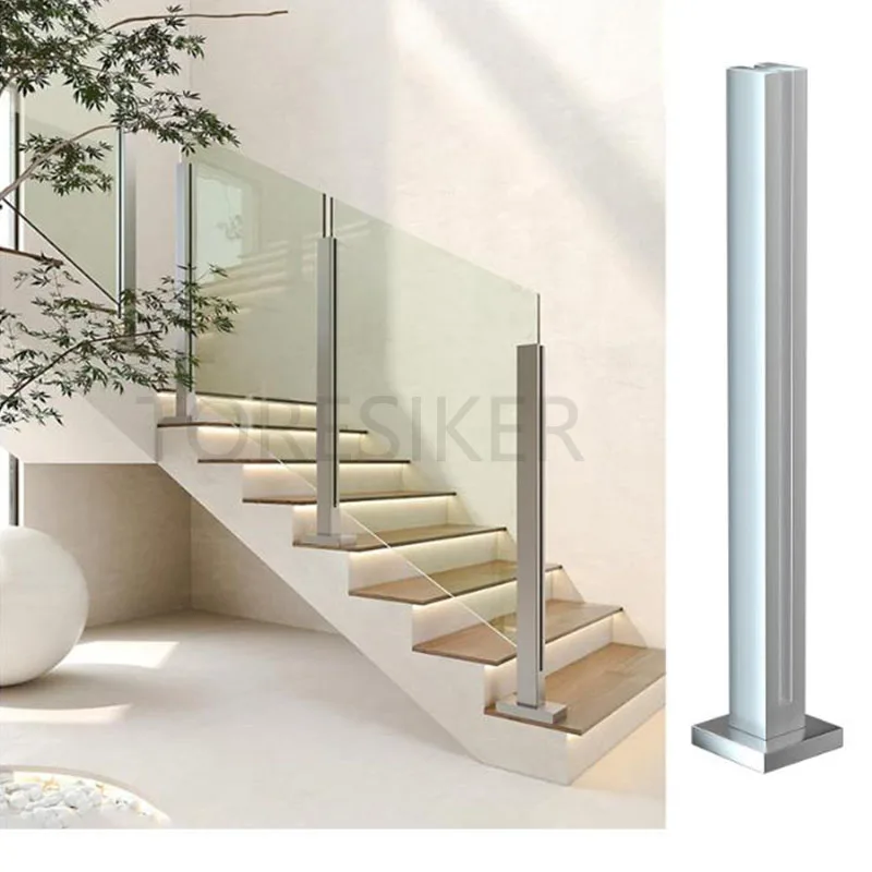 Glass Balustrade Post, 304 Stainless Steel Glass Railing Post for Steps, Balconies, Staircases, Decks, Patio Stairs, Pool