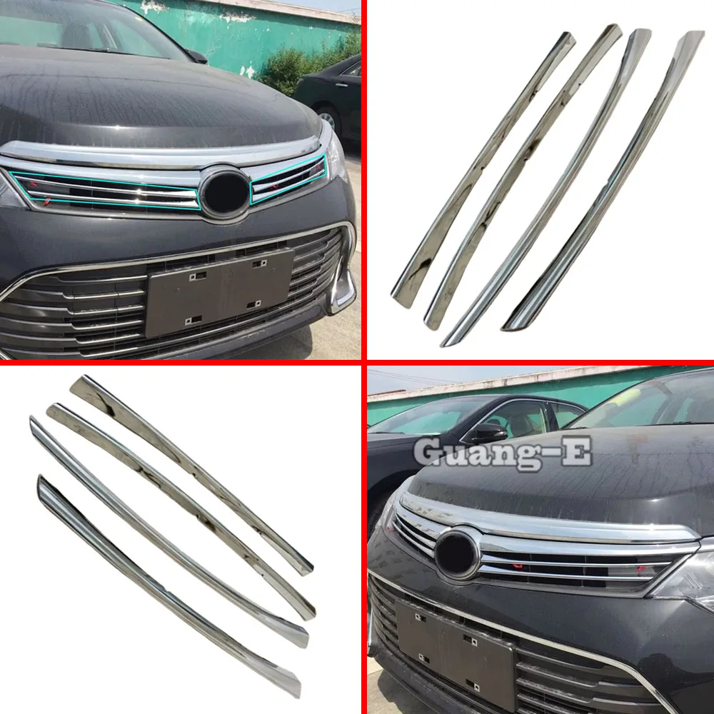 

Car ABS Chrome Front Engine Racing Grill Machine Grille Frame Hood Stick Trim Panel Lamp 4pcs For Toyota Camry 2015 2016 2017