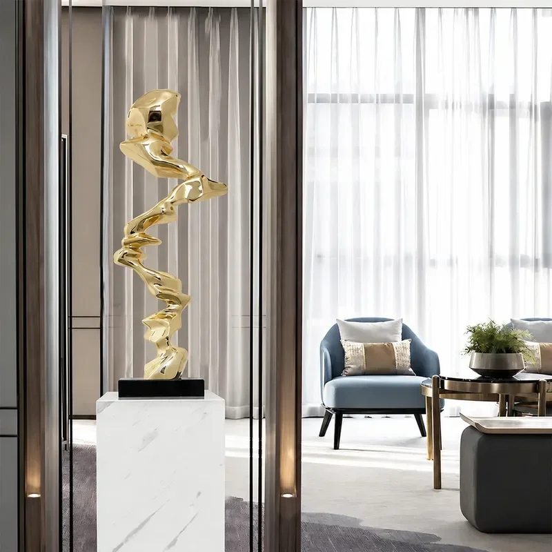 Modern Light Luxury Abstract Resin Sculpture Artwork for Hotel Lobby Club Entrance Living Room TV Cabinet Home Decor Ornament