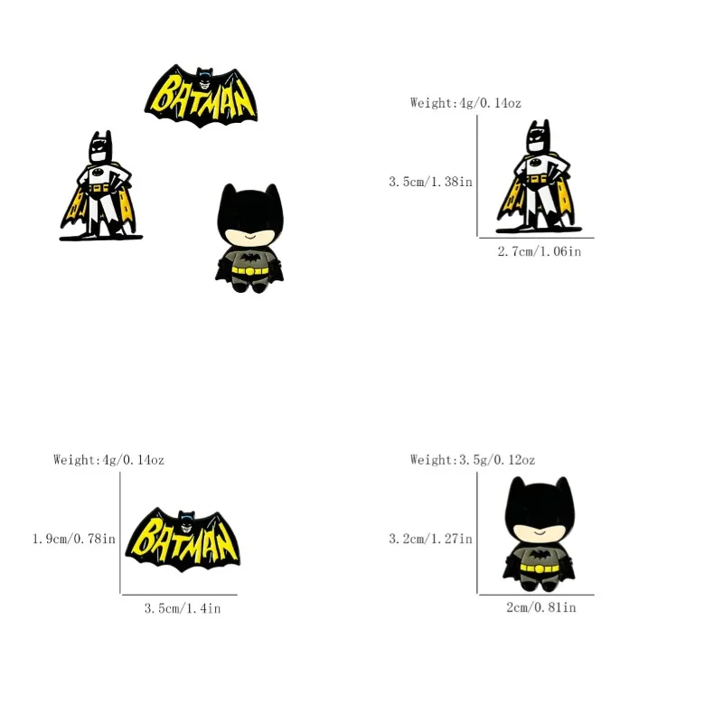 3/5 Pcs Classic Cartoon Brooch Personalized Night Bat Shaped Enamel Pin Backpack Clothing Jewelry Metal Badge Accessories Gifts image 6