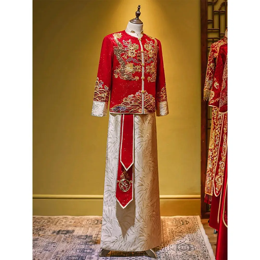 

Xiuhe Men's 2024 New Chinese Wedding Dress Men's Tang Dress Toasting Dress Hanfu Dragon Phoenix Coat