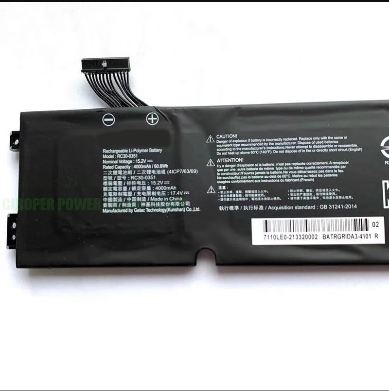 CP Laptop Battery RZ09-03519,RC30-0351 4000mAh/60.8Wh For 2021 Razer Blade 15 Base, BLADE 15 BASE 2020, Rz09-03519E11 RZ09-0369x