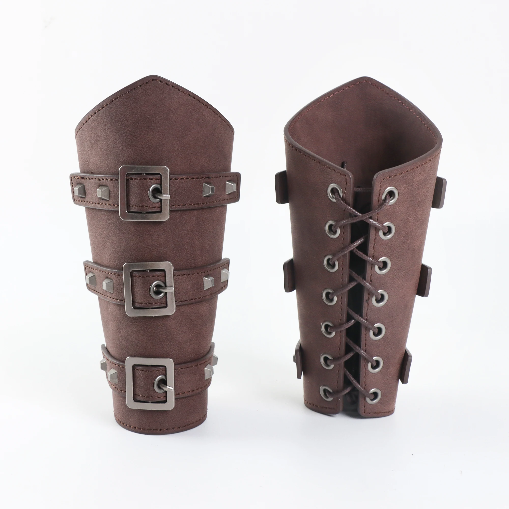 Medieval Armor Men Cosplay Arm Warmers Lace-up Viking Pirate Knight Gauntlet Wristband Bracer Steampunk Accessories Cosplay Prop