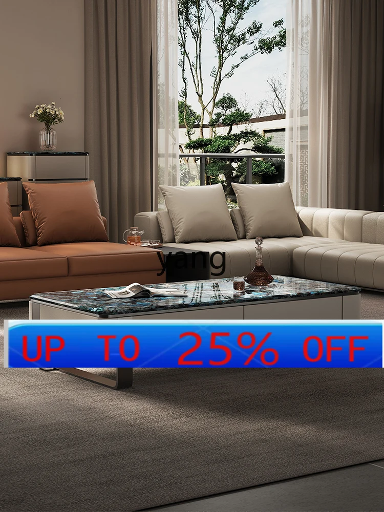 

LMM Italian minimalist marble coffee table living room home light luxury high-end solid wood coffee table