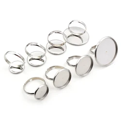 10pcs 12-25mm en acier inoxydable réglable anneaux paramètres plateau de Base vierge, Fit 12-25mm verre Cabochons boutons bricolage anneaux lunette