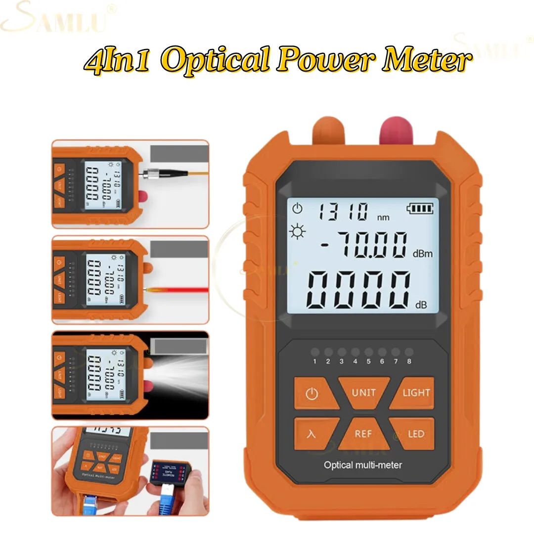 

4In1 Optical Power Meter Visual Fault Locator 5Km Light Pen LED Lighting OPM VFL Network Fiber Optic Cable Tester Tools FC/SC/ST