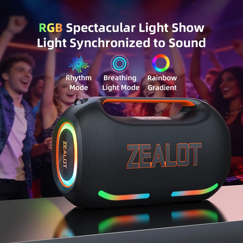 

Портативная Bluetooth-колонка ZEALOT-ZE41 250W | Аккумулятор 48000 мАч, RGB-подсветка, запись через OTG, управление через смарт-приложение, сопряжение TWS.