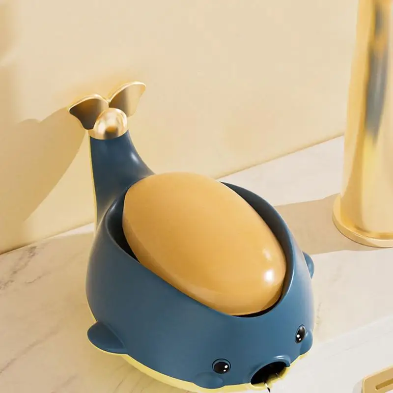 Soapdish Shower Whale Soapbox Sponge Dish With Drain Soapholder Easy Cleaning Dry Stop Soaptray For Shower Bathroom Kitchen