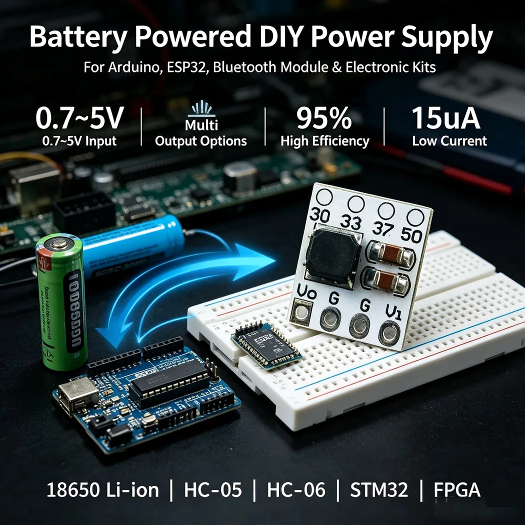 10PCS DC-DC Boost Step Up Converter Module 0.7-5V Input to 3V 3.3V 3.7V 5V 95% High Efficiency for ESP32 Arduino STM32