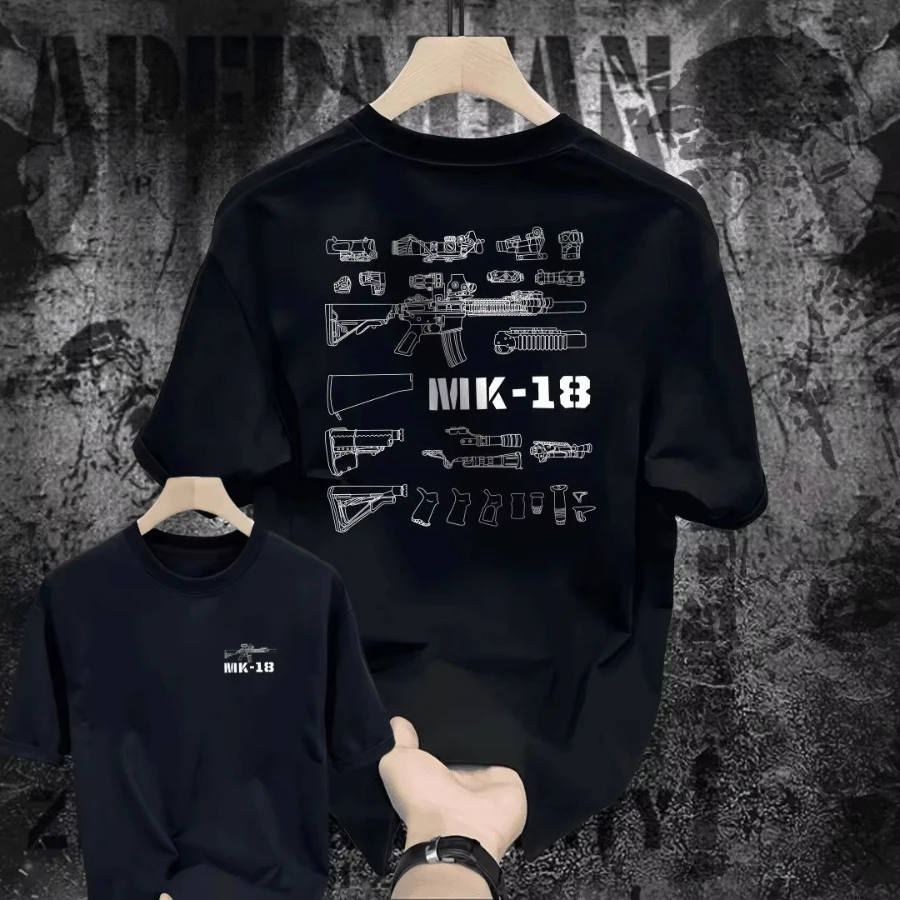 Tough Guy Military Fan Printed Short Sleeve T-Shirt Men's Summer Loose American Tactical Crew Neck Breathable Casual Top