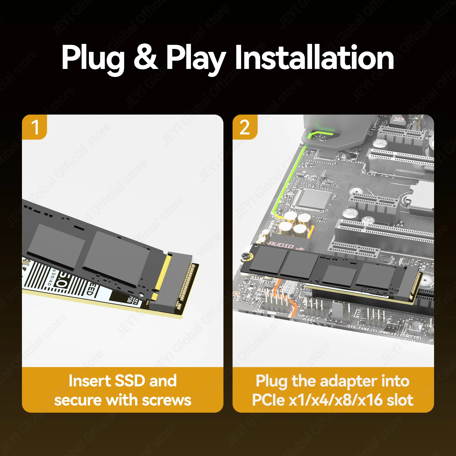 JEYI Mini Flat PCIe 5.0 ke Kar - Interior Design Mockup ulasan dan harga