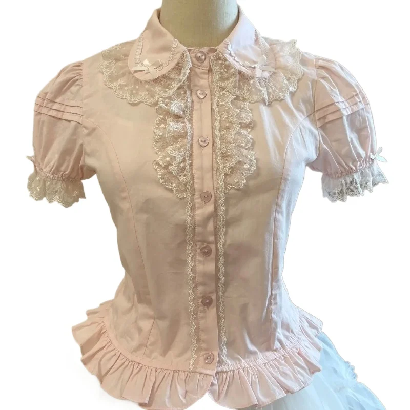 Japonais Lolita Court Style Haut Pour Femme Arc Subculturel Chemises En Dentelle Femme Y2k Mignon Décontracté Mode Coréenne Blouses Femme Vêtements