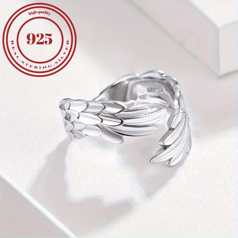 S925 Sterling Silver Angel Wing Wrap Ring - 18k Gold Plated for Men and Women - High Quality Jewelry for Daily Outfits