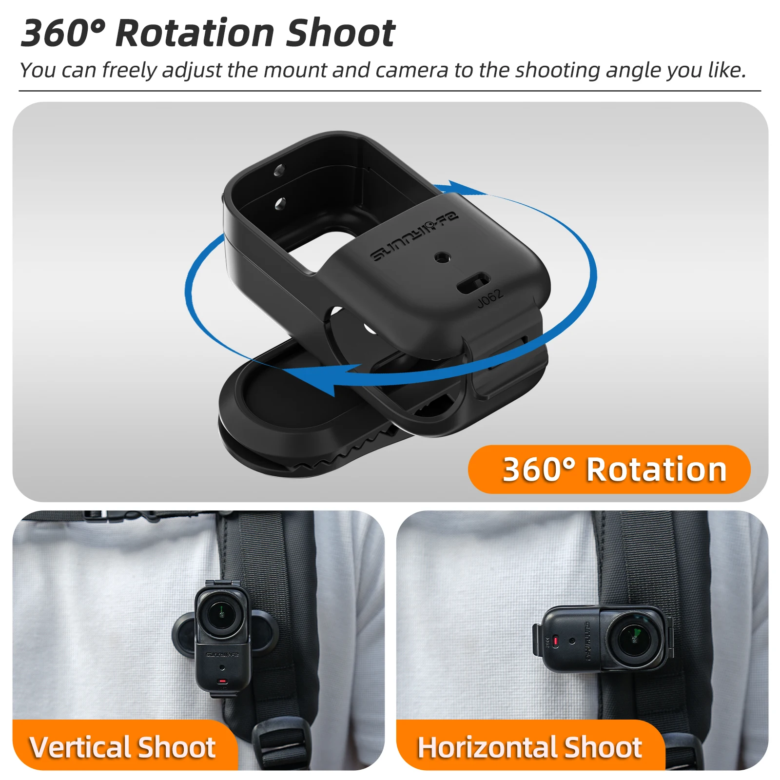   Backpack Clip For DJI Osmo Nano 360 Rotating Quick-Release Vlog Clip Mount Anti-Drop Bracket Holder Camera Accessories