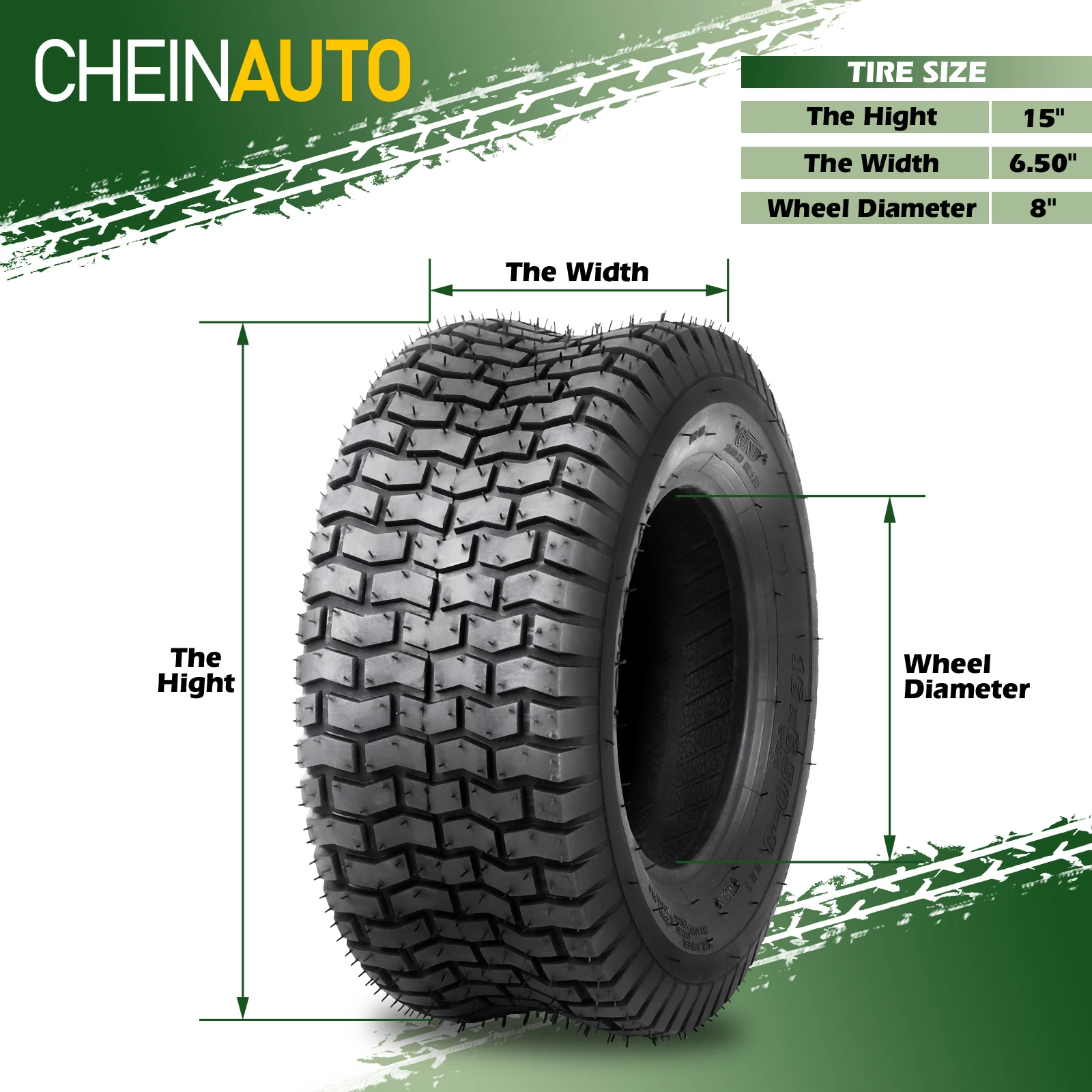

13x5.00-6 Lawn Mower Tire, 2Pcs 13x5x6 13-5-6 Turf Tire for Lawn Mower Garden Tractors Riding Mowers Golf Cart Tire, Heavy Duty