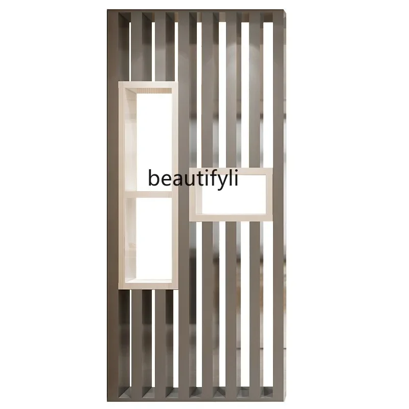 

Modern simple living room decoration entrance partition, paint screen Nordic solid wood hollow partition