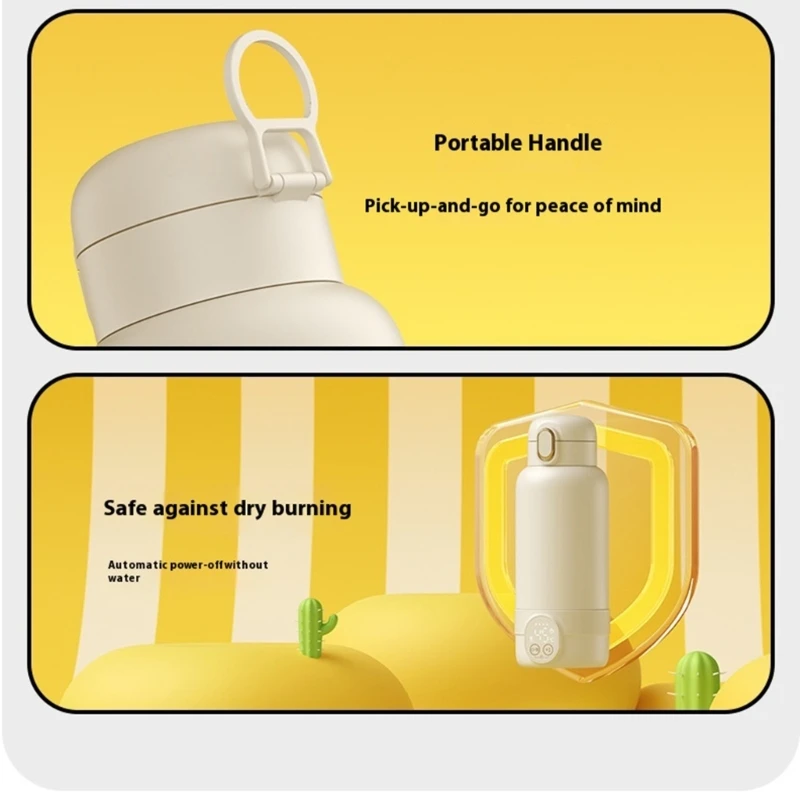 Electric Baby Milk Warmer Portable Stainless Steel Inner LED Screen Real Time Temperature Monitoring Compact Design