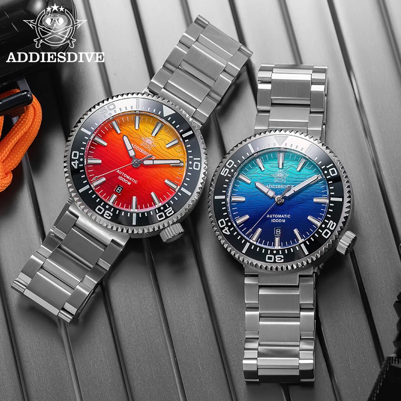 นาฬิกาข้อมือผู้ชาย ADDIESDIVE รุ่น Japan 8215 ระบบจักรกล ขนาด 46 มม. ขอบเซรามิก กระจกแซฟไฟร์ เรืองแสงพิเศษ กันน้ำลึก 1000 เมตร นาฬิกาดำน้ำ