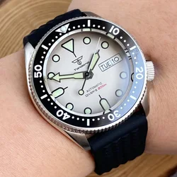 37mm Tandorio 200m Diving Sapphire Glass NH36A Automatic Small Men Watch 3.8 O‘clock Crown 120 Clicks Bezel Green Luminous