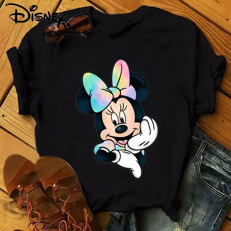 Cartoon Cute Graphic Women T-shirt Fashion Women Casual O-Neck Clothes New Mickey Mouse Printed Tee Shirt Kawaii Tees Tops