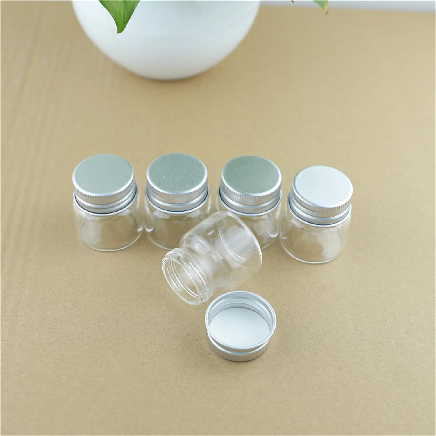 Glass Bottles 12 Pcs 23*37*40mm 25ml Aluminium Cap Glass jars Empty Containers Wishing bottles Mini Vials