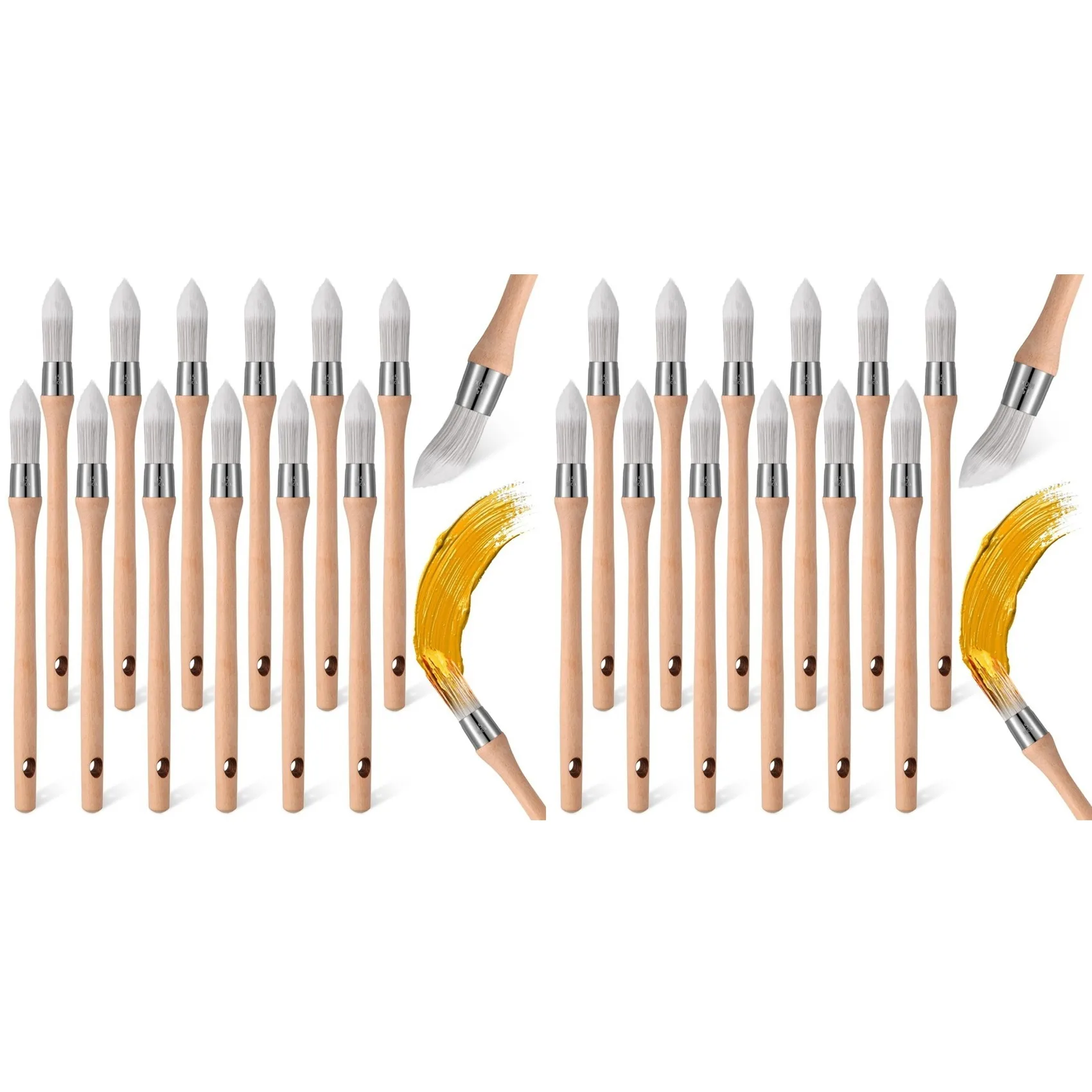 ABKS-24Pcs Trim Painting Tool Edge Clean Painting Tool Corner Paint Brush Round Small Paint Brushes Thin Trim Brush