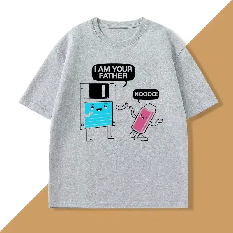 Funny I Am Your Father Floppy Disk T Shirt Computer Science Print Round Neck Short Sleeve Summer Women Casual Tops