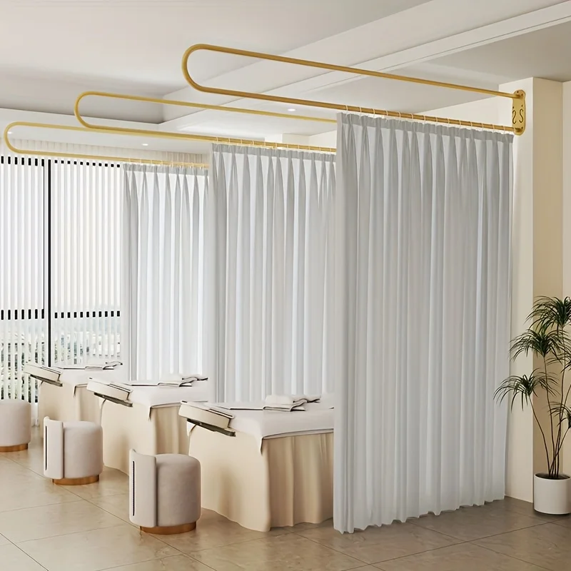 Sturdy Wrought Iron U-shaped Long Rod Beauty Salon Partition Curtain Holder - Elegant Metal Design, Suitable for Wellness Rooms