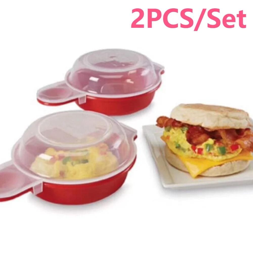 2Pcs Easy Eggwich Microwave Egg Cooker Hamburg Pancake Omelet Maker Kitchen Baking Tools 1 Minute Fast Eggs Cooker Burger Making