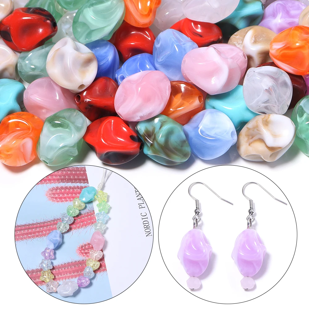 20 Stück Unregelmäßige Falten-Acrylperlen Zweifarbige Lose Abstandsperlen für Schmuckherstellung DIY Armband Ohrring Schlüsselanhänger Zubehör – Detail 2