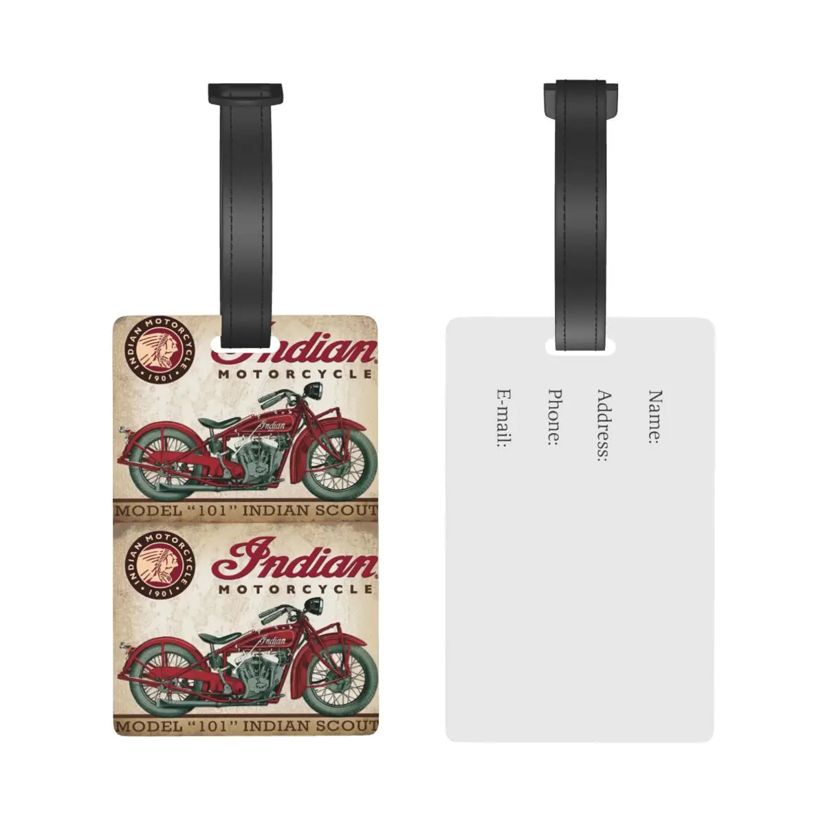 Motorcycle Motor Old Indians Never Die 4 Luggage Tags Suitcase Accessories Travel Baggage Boarding Tag Portable Label Holder