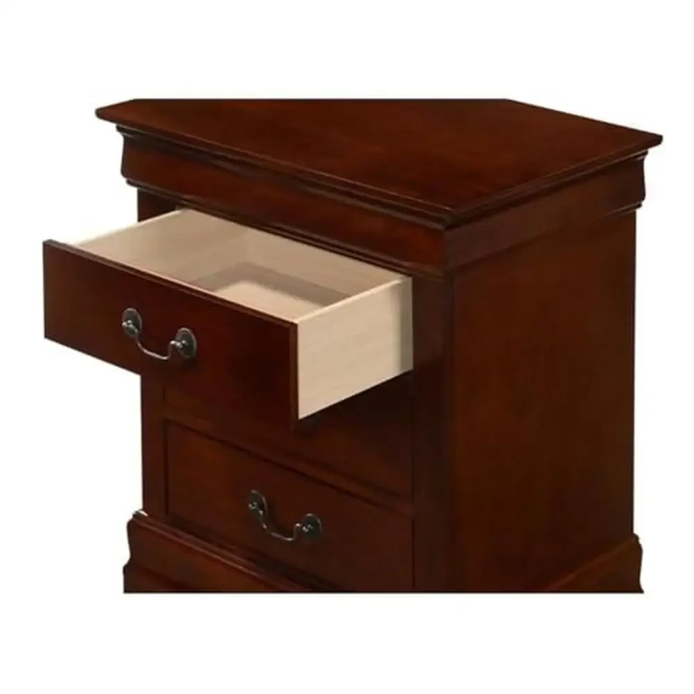 Traditional Cherry Wood Louis Phillipe 3 Drawer Nightstand- Dovetailed Drawers Fully Assembled 16"D x 21"W x 29"H Rectangular image 4