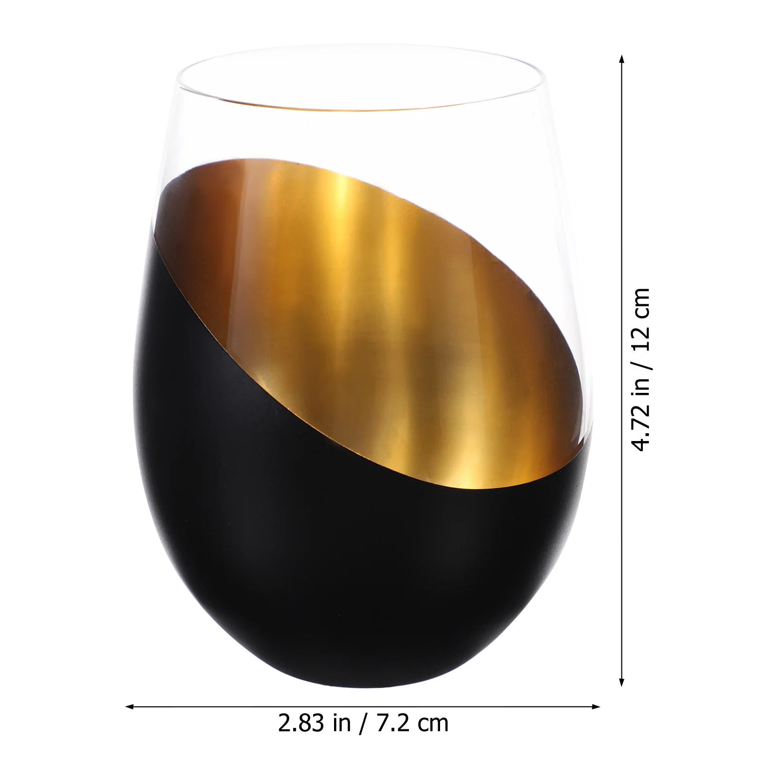 

Black Gold Egg Cup Stemless Wine Glass Comfortable Grip Perfect Capacity Clear Wine Glass for Home Office Party