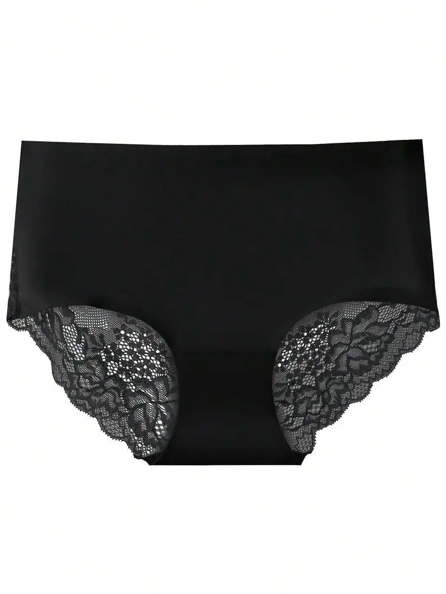 

Womens Lace Trimmed Low-Waist Seamless Breathable Triangle Panties