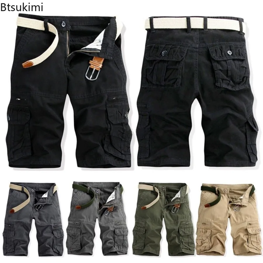 

New 2025 Men's Cotton Cargo Shorts Summer Casual Shorts Mens Multi Pocket Knee Length Pant Fashion Streetwear Shorts for Men
